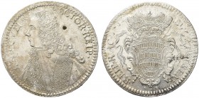RAGUSA. Repubblica, 1358-1808. Tallero Rettorale 1763 G-B. Ar gr. 28,52 Simile a precedente. Dav. 1639; CNI 300.
 Falla di conio al dr. SPL