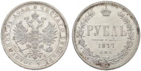 RUSSIA. Alessandro II, 1855-1881. Rublo 1877, zecca di San Pietroburgo. Ar gr. 20,61 Y#25; Bitkin 91.
 SPL