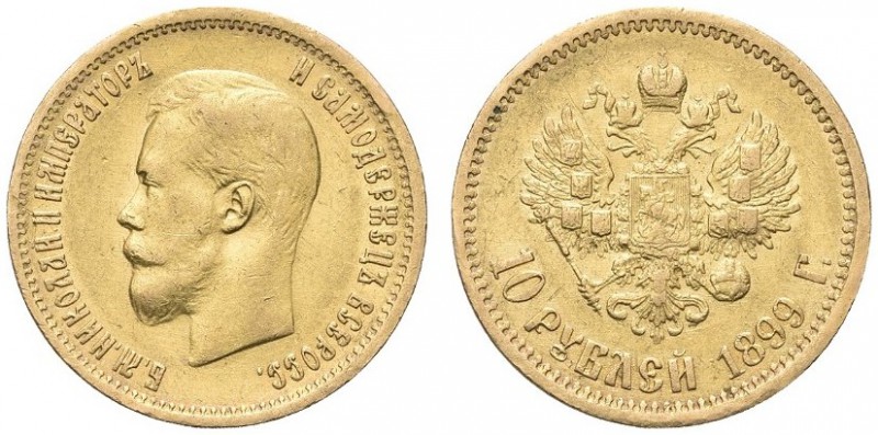 RUSSIA. Nicola II, 1894-1917. 10 Rubli 1899. Au gr. 8,54 Bitkin 4; Fried. 179. B...