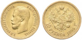RUSSIA. Nicola II, 1894-1917. 10 Rubli 1899. Au gr. 8,54 Bitkin 4; Fried. 179. BB
