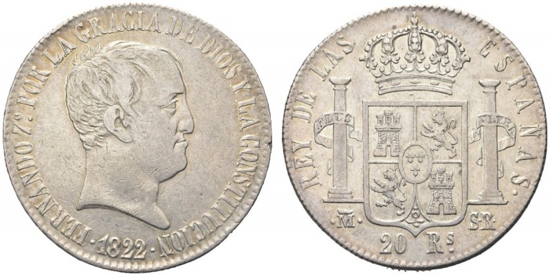 SPAGNA. Ferdinando VII, 1808-1833. 20 Reales 1822. Ar gr. 26,70 Calicò 516; Dav....