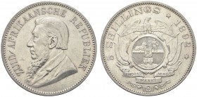 SUD AFRICA. Repubblica. 5 Shillings 1892. Ar gr. 28,13 KM#8,1. Raro. Bel BB