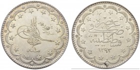 TURCHIA. Abdul Hamid II, 1876-1909. 20 kurush. Ar gr. 22,87 KM#722. BB