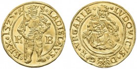 UNGHERIA. Louis II, 1516-1526. Goldgulden 1525, KB. Au gr. 3,48 Huszár 827; Unger II 662c; Pohl M1-3; Fried. 39. q. FDC