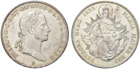 UNGHERIA. Francesco II, 1792-1835. Taler 1833 B, Kremitz. Ar gr. 27,92 KM#418; H 1953. q. FDC