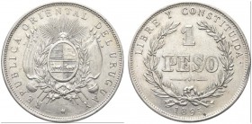 URUGUAY. Repubblica. Peso 1895. Ar gr. 24,95 KM#17a. Raro. q. SPL