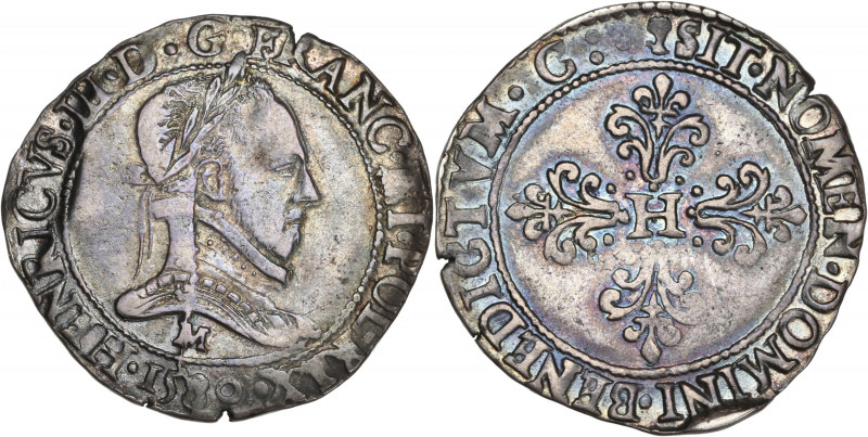 Henri III - 1/2 franc au col plat 1580 M (Toulouse) 

Argent - 6,97 grs - 30 mm
...