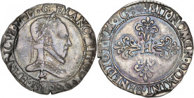 Henri III - 1/2 franc au col plat 1580 M (Toulouse) 

Argent - 6,97 grs - 30 mm
Sb.4716
TTB
R

4 exemplaires retrouvés dans le Franciae IV. Patine ble...