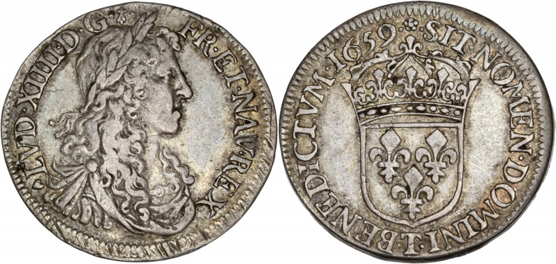 Louis XIV - 1/2 écu au buste juvénile 1659 T (Nantes) 

Argent - 13,55 grs - 32,...