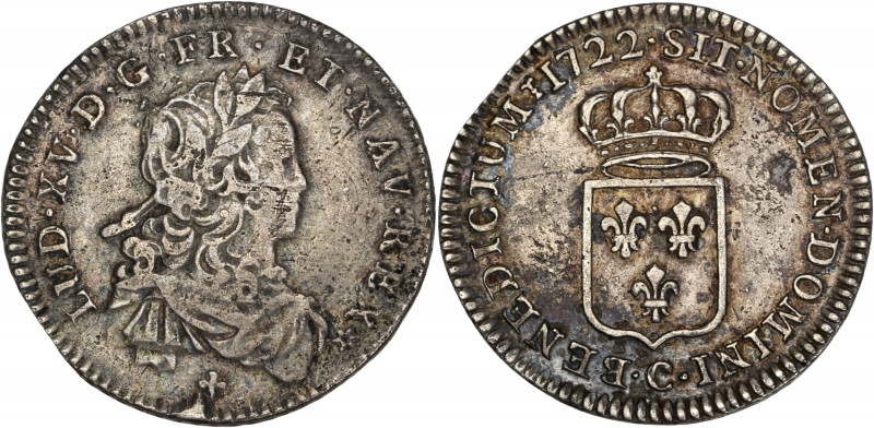 Louis XV - 1/6 écu de France 1722 C (Caen) 
Flan réformé.

Argent - 3,98 grs - 2...