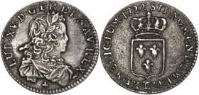 Louis XV - 1/6 écu de France 1722 CC (Besançon) 
Flan réformé.

Argent - 4,01 grs - 23 mm
G.297
TTB+
R

Monnaie rare et agréable. Les traces de réform...