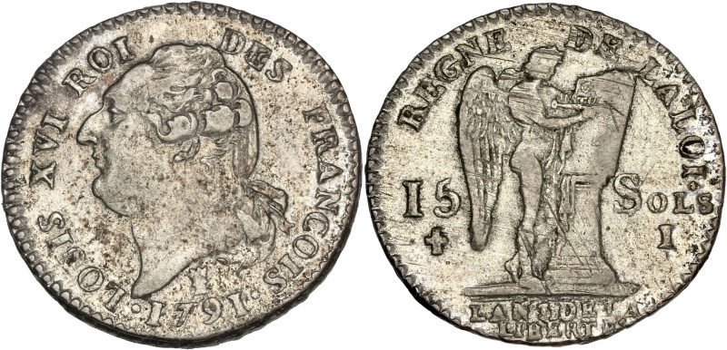 Constitution - 15 sols Francois 1791 I (Limoges) 
Semestre 1.

Argent - 5,07 grs...