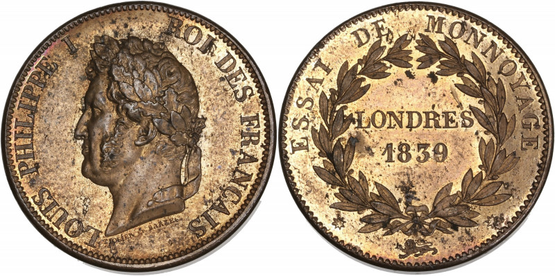 Louis-Philippe tête laurée - ESSAI module 1 décime 1839 

Bronze - 16,28 grs - 3...