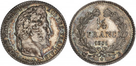 Louis-Philippe tête laurée - 1/4 franc argent 1841 B (Rouen) 

Argent - 1,25 grs - 15 mm
F.166-86 / G.355
SUP+

Superbe exemplaire avec un très léger ...