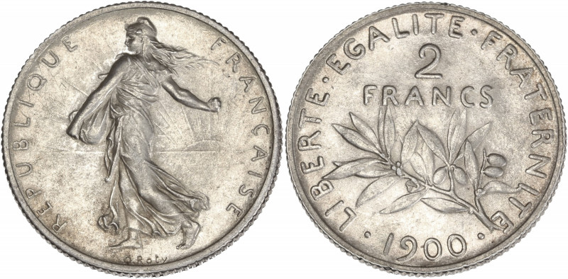 Semeuse - 2 francs 1900 

Argent - 10,04 grs - 27 mm
F.266-4 / G.532
SUP
R

Rare...