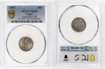Semeuse - 50 centimes 1897 
Coque PCGS 41026601

Argent - 2,50 grs - 18 mm
F.190-1 / G.420
FDC / PCGS MS65

Monnaie gradée par PCGS en MS65. Magnifiqu...
