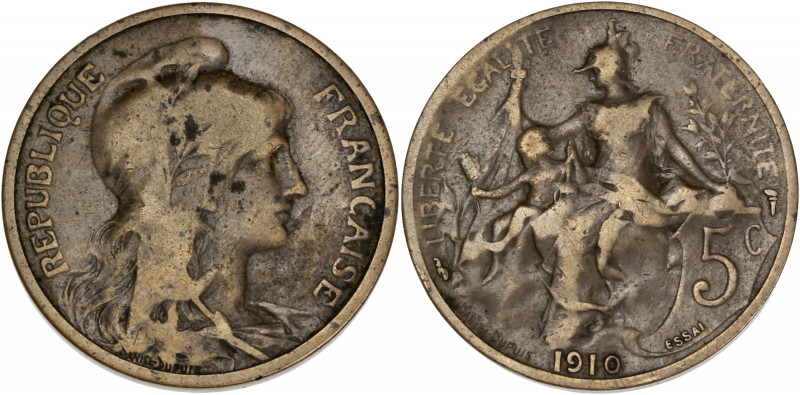 Daniel-Dupuis - ESSAI de poids lourd 5 centimes 1910 
Sur flan épais et de poids...