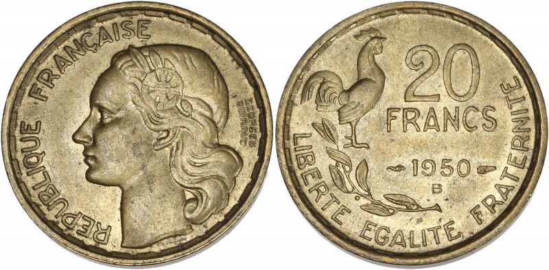 Georges Guiraud - 20 Francs 1950 B (Beaumont le Roger) - 4 faucilles 

Bronze-al...