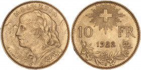 Suisse - 10 francs or 1922 

Or - 3,24 grs - 19 mm
KM.20-36
SUP+

Superbe exemplaire.