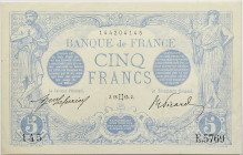 France - 5 francs Bleu 18 mai 1915 

Alphabet E.5769 / Numéro 145
F.01.27
SUP+

Superbe billet qui comporte deux trous d'épingle, une coupure de 2 mm ...