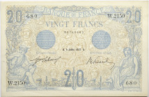 France - 20 francs Bleu 5 juillet 1912 
Alphabet W.2150 / Numéro 680

F.10.02
SUP+

Superbe exemplaire non épinglé qui comporte de petites froissures ...