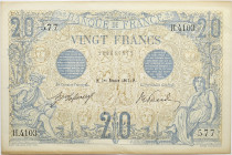 France - 20 francs Bleu 1er février 1913 
Alphabet H.4103 / Numéro 577

F.10.03
SUP

Superbe exemplaire. Bords haut et bas légèrement jaunis. Deux inf...