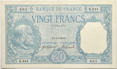 France - 20 francs Bayard 7 août 1916 
Alphabet K.244 / Numéro 481

F.11.01
SUP

Superbe exemplaire avec 5 trous d'épingle, un pli central et de petit...