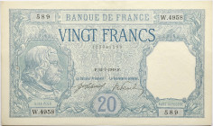France - 20 francs Bayard 12 juillet 1918 
Alphabet W.4958 / Numéro 589

F.11.03
SUP

Superbe exemplaire avec 8 trous d'épingle, un pli central et de ...