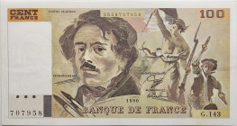 France - 100 francs Delacroix 1990 
Alphabet G.143 / Numéro 707958

F.69bis.01bG
SUP+

Alphabet assez rare. Deux plis centraux et des petites froissur...
