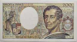 France - 200 francs Montesquieu 1992 
Alphabet K.101 / Numéro 821007

F.70bis.01
SUP

Assez rare avec l'alphabet K.101. Plusieurs plis et froissures.