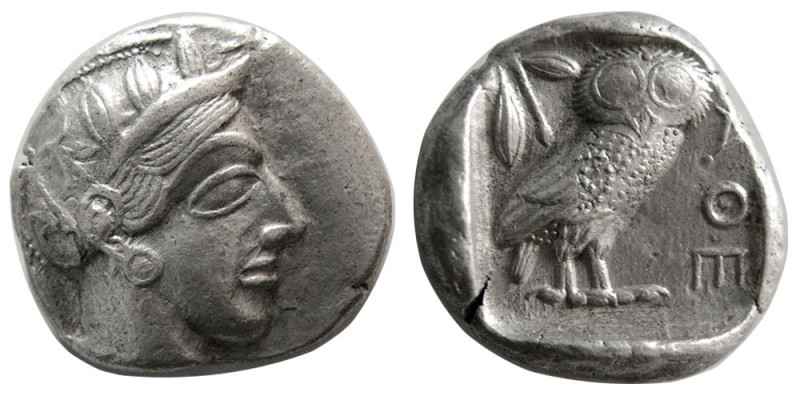 ATTICA, Athens. 440-404 BC. AR Tetradrachm (17.34 gm; 24 mm). Helmeted head of A...