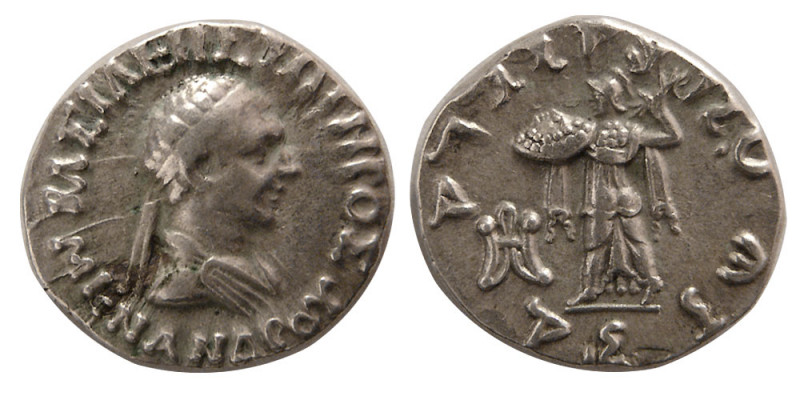 INDO-GREEK KINGS. Menander. Circa 165/155-130 BC. AR Drachm (2.42 gm; 18 mm). Di...