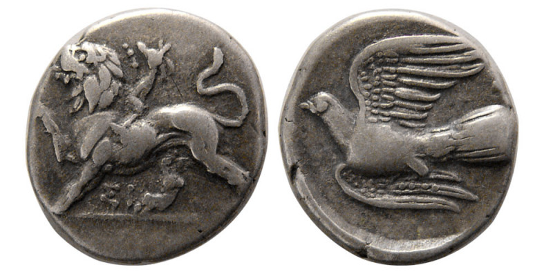 SIKYONIA, Sikyon. Circa 330/20-280 BC. AR Triobol (2.82 gm; 16 mm). Chimaera adv...
