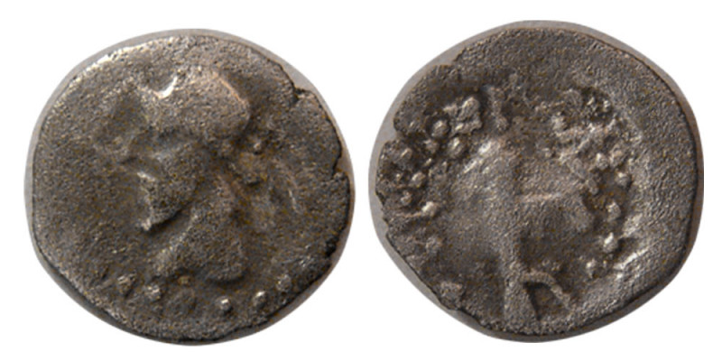 KING of PARTHIA. Mithradates I. 164-132 BC. AR Hemi obol (0.28 gm; 10 mm). Bust ...