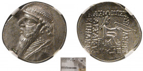KING of PARTHIA. Mithradates II. 121-91 BC. AR Drachm. NGC-XF.