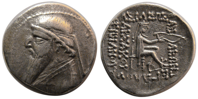 KING of PARTHIA. Mithradates II (121-91 BC). AR Drachm (3.78 gm; 20 mm). Rhagai ...