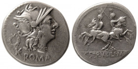 ROMAN REPUBLIC. C. Serrilius M.F. 136 BC. AR Denarius.