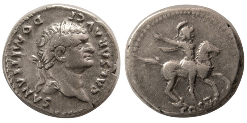 ROMAN EMPIRE. Domitian. 81-96 AD. AR Denarius (3.50 gm; 19 mm). Struck 79 AD. DO...