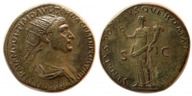 ROMAN EMPIRE. Trajan. AD 98-117. Æ dupondius. Lovely strike!