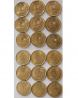 Group Lot of 9 Pahlavi Dynasty Brass 50 Dinars.