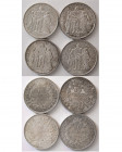 Group Lot of 4 France Silver 10 Francs. Different dates.