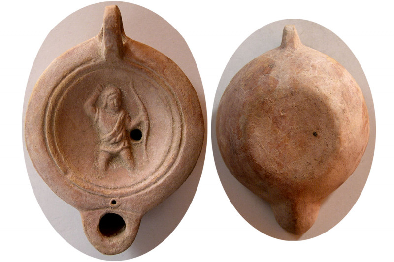 ROMAN EMPIRE. Ca. 1st-2nd. Century AD. Terracotta Oil Lamp (92mm x 67mm x 26mm)....