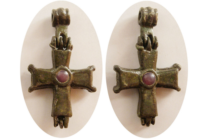 BYZANTINE EMPIRE. Ca. 10th-11th. Century AD. Bronze Cross (13.66 gm; 49mm x 26mm...