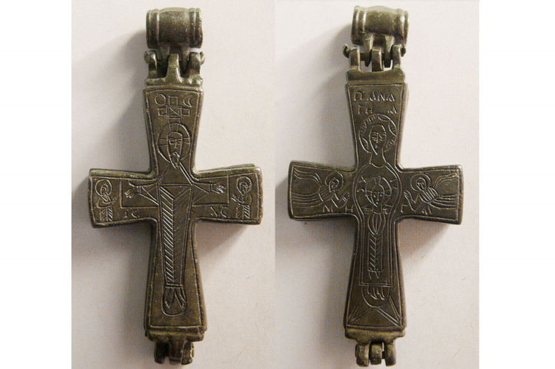 BYZANTINE EMPIRE. Ca. 10th-11th. Century AD. Large Bronze Cross (97.58 gm; 92mm ...