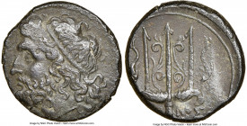 SICILY. Syracuse. Hieron II (ca. 275-215 BC). AE litra (18mm, 8h). NGC XF. Head of Poseidon left, wearing taenia / ΙΕΡΩ-ΝΟΣ/ trident head, dolphin swi...