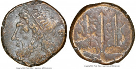 SICILY. Syracuse. Hieron II (ca. 275-215 BC). AE litra (18mm, 1h). NGC Choice VF. Head of Poseidon left, wearing taenia / ΙΕΡΩ-ΝΟΣ / trident head, dol...