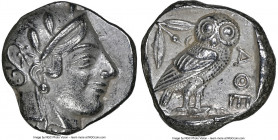 ATTICA. Athens. Ca. 455-440 BC. AR tetradrachm (23mm, 17.14 gm, 11h). NGC AU 5/5 - 4/5. Early transitional issue. Head of Athena right, wearing creste...