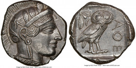 ATTICA. Athens. Ca. 440-404 BC. AR tetradrachm (25mm, 17.14 gm, 10h). NGC MS 5/5 - 3/5. Mid-mass coinage issue. Head of Athena right, wearing earring,...