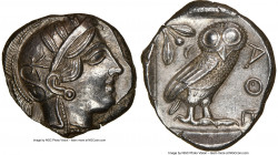 ATTICA. Athens. Ca. 440-404 BC. AR tetradrachm (25mm, 17.17 gm, 8h). NGC MS 4/5 - 4/5. Mid-mass coinage issue. Head of Athena right, wearing earring, ...