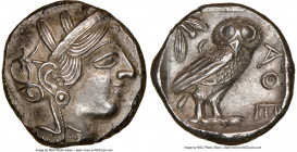 ATTICA. Athens. Ca. 440-404 BC. AR tetradrachm (24mm, 17.13 gm, 8h). NGC Choice AU 5/5 - 4/5. Mid-mass coinage issue. Head of Athena right, wearing ea...
